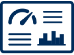 Icon illustrating customizable dashboards and KPI visualization tools.